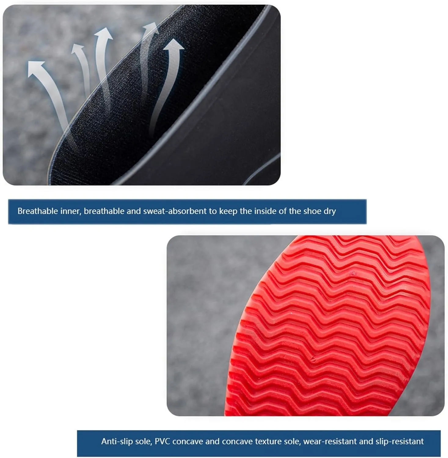 Rubber Work Rain Boot for Men, Men's Comfort Short Tube Anti-Skid Waterproof Fishing Rubber Rain Boots, Garden Fishing Outdoor Work Sturdy PVC Shoes, for Yard Farm, Outdoor