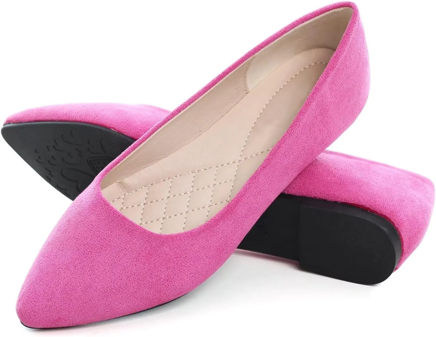 SAILING LU Womens Suede Pointed Toe Ballet Flats Comfortable Wedding Party Casual Slip-On Ballerina Dressy Shoes for Women Walking Shoes