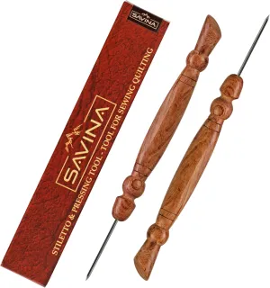 Savina Stiletto & Pressing Tool - Essential Quilting/Sewing Tool Stiletto, Presser - Precision Placement Tool for Getting Seams to Lay Correctly (2 Pieces)
