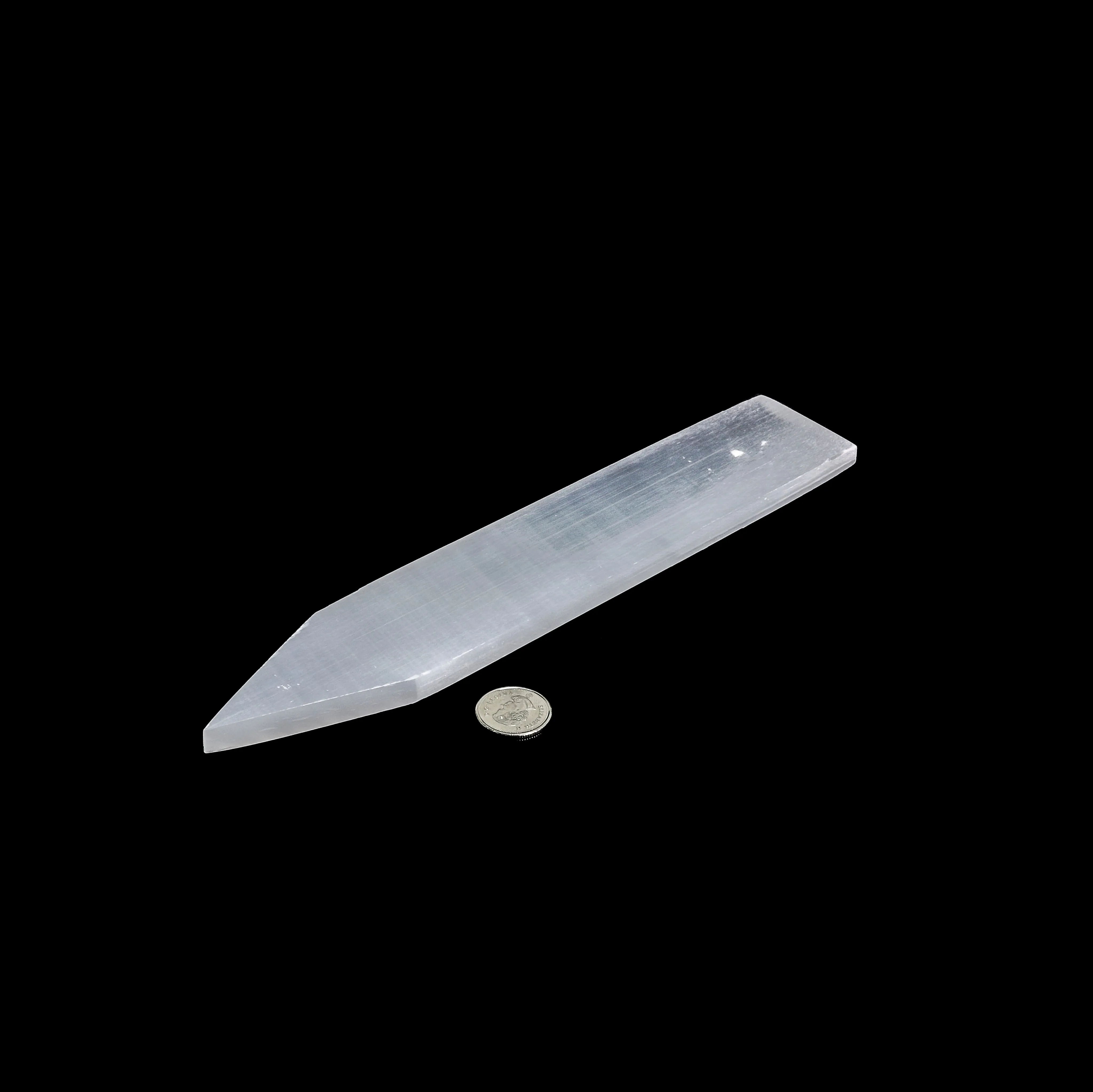Selenite Flat Pointed Pointed Massage Wand - 8"