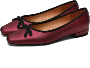 SHODENSE Women Satin Bow Flats Round Toe Slip On Ballet Flats Comfortable 1 inch Flat Heel Dress Shoes Slide in Bow Satin Flat Shoes Casual Wedding Bridal Flats Drive Street Retro 4-11 M US