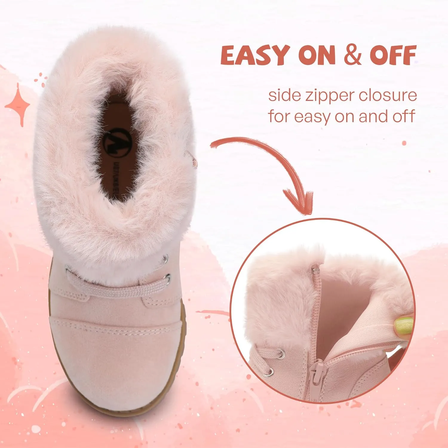 shoeslocker Girls Toddler Boots Warm Lightweight Winter Ankle Boot Seasonal Fashion