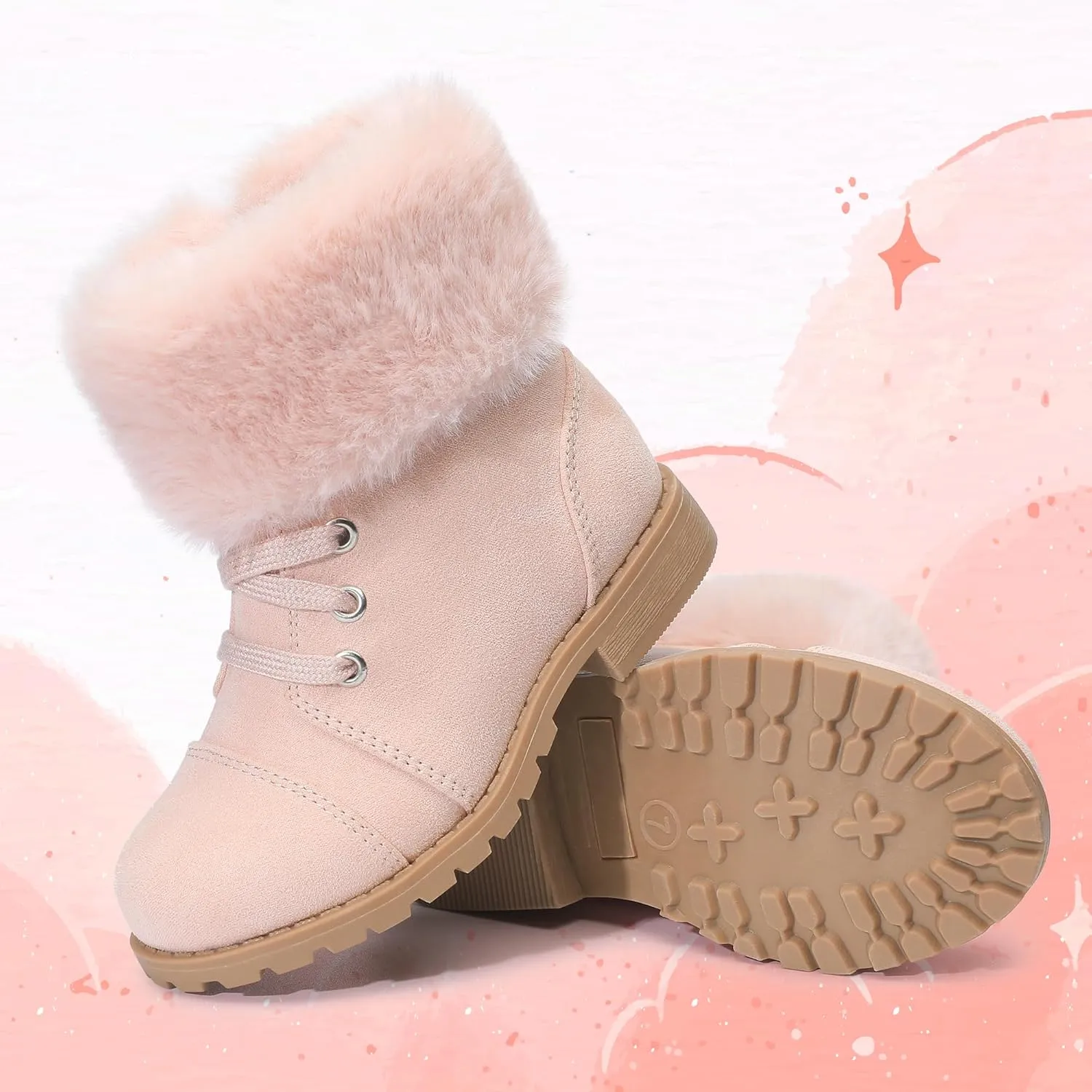 shoeslocker Girls Toddler Boots Warm Lightweight Winter Ankle Boot Seasonal Fashion