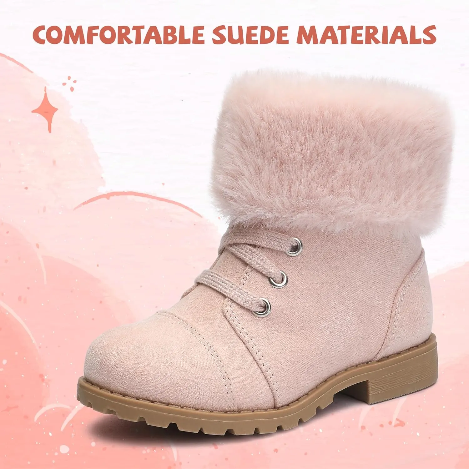 shoeslocker Girls Toddler Boots Warm Lightweight Winter Ankle Boot Seasonal Fashion