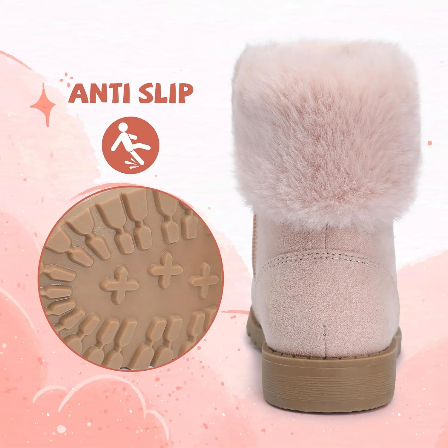 shoeslocker Girls Toddler Boots Warm Lightweight Winter Ankle Boot Seasonal Fashion
