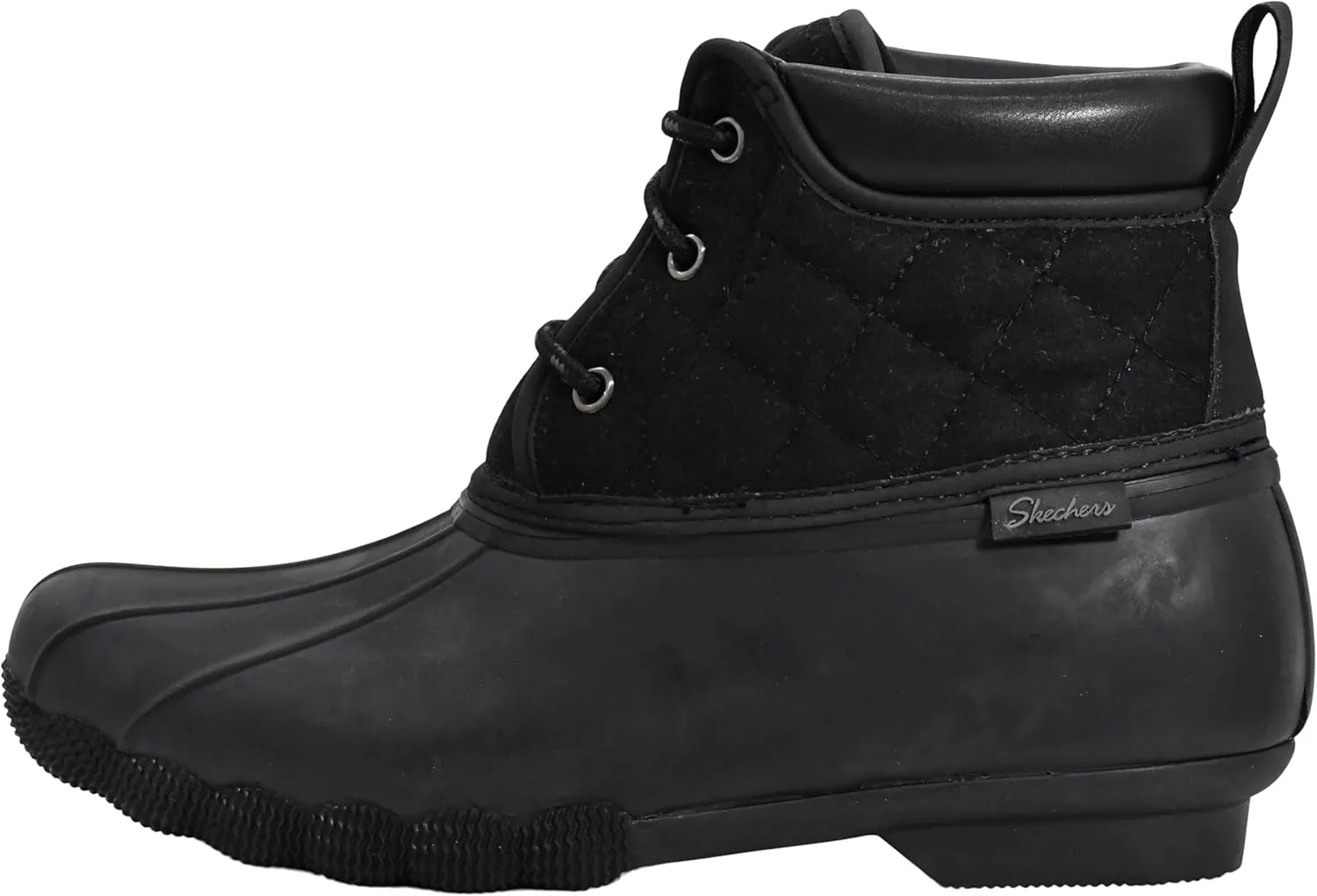 Skechers Women's Pond Lil Puddles Mid Quilted Lace Up Duck Boot with Waterproof Outsole