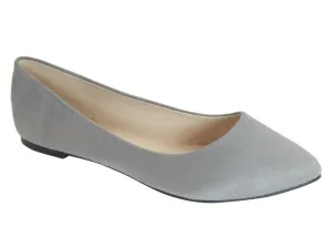 Sophisticated Pointy Classic Marie Flats Suede Slip On Shoes, Angie Toe Summer markdown Grey Bella Ballet