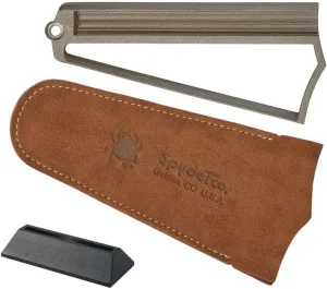 Spyderco Webfoot Sharpener - Carbon Steel Design with Cubic Boron Bitride Coating - Includes Suede Pouch and Base - 308CBN