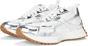 Steve Madden Women's Cyclone Sneaker, Silver, 10