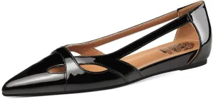 TinaCus Patent Leather Women's Pointed Toe Handmade Pierced Design Stylish Flat Shoes