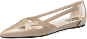 TinaCus Patent Leather Women's Pointed Toe Handmade Pierced Design Stylish Flat Shoes