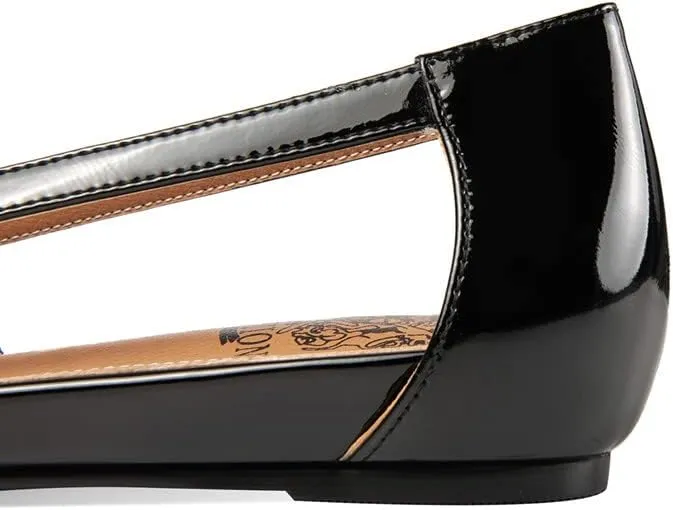 TinaCus Patent Leather Women's Pointed Toe Handmade Pierced Design Stylish Flat Shoes