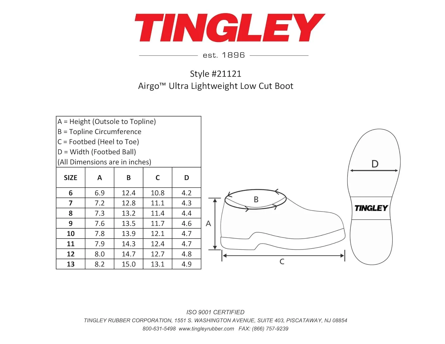 Tingley Airgo 21121 Ultra Lightweight EVA Low Cut Boot with Cleated Outsole, Mens 9 / Womens 11, Black