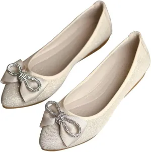 TN TANGNEST Womens Shiny Foldable Ballet Flats Wedding Rhinestone Slip On Flat Shoes