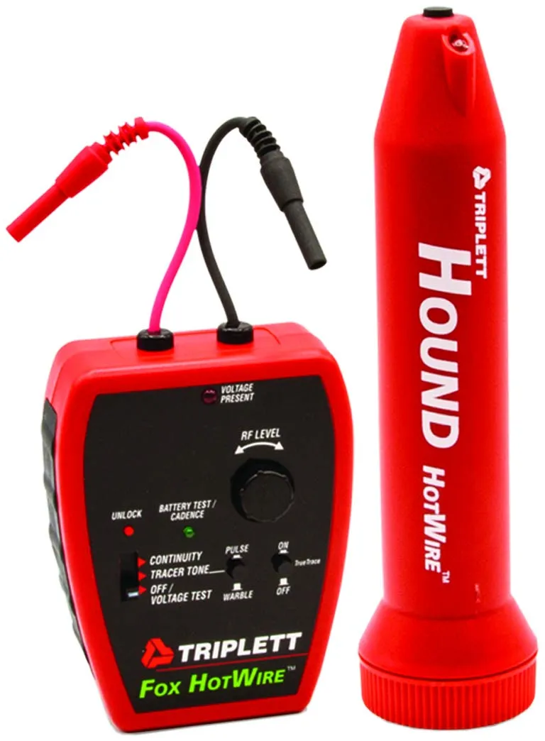 Triplett 3388 Fox & Hound HotWire Live Wire Tone and Probe Wire Tracing Kit with Adjustable Sensitivity - Traces Wires from 0 ~ 250 VAC and up to 1000 ft,Black