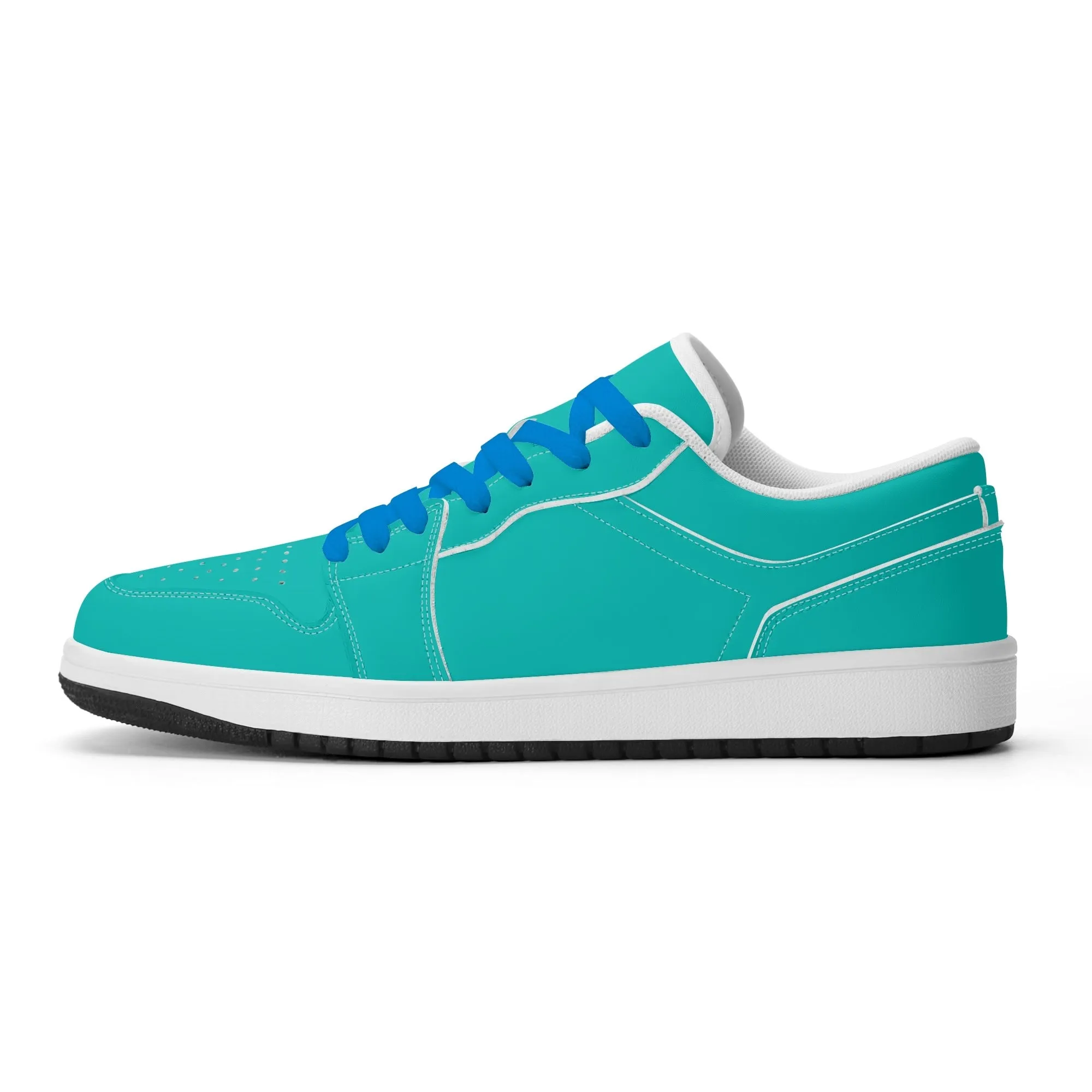 Türkise Low Top Leder Sneaker für Damen