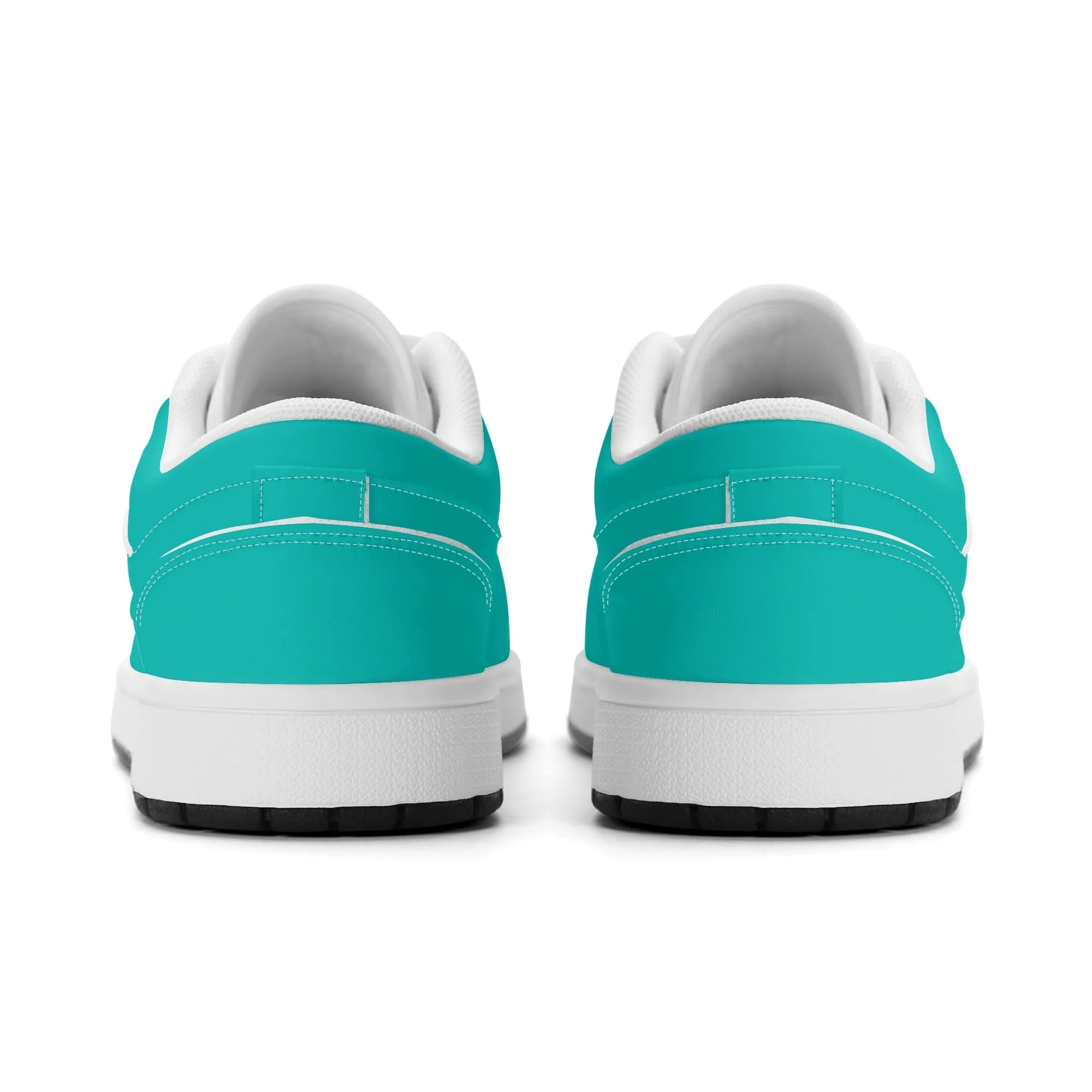 Türkise Low Top Leder Sneaker für Damen