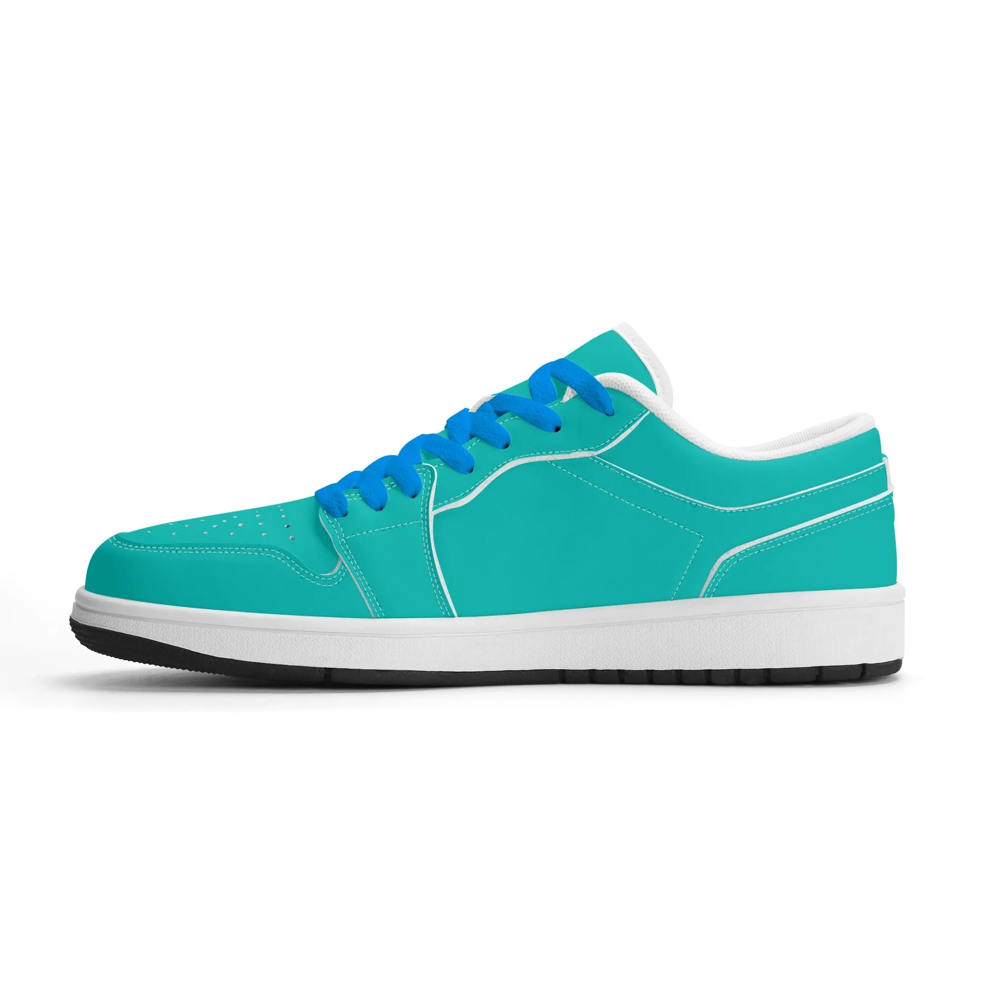 Türkise Low Top Leder Sneaker für Damen
