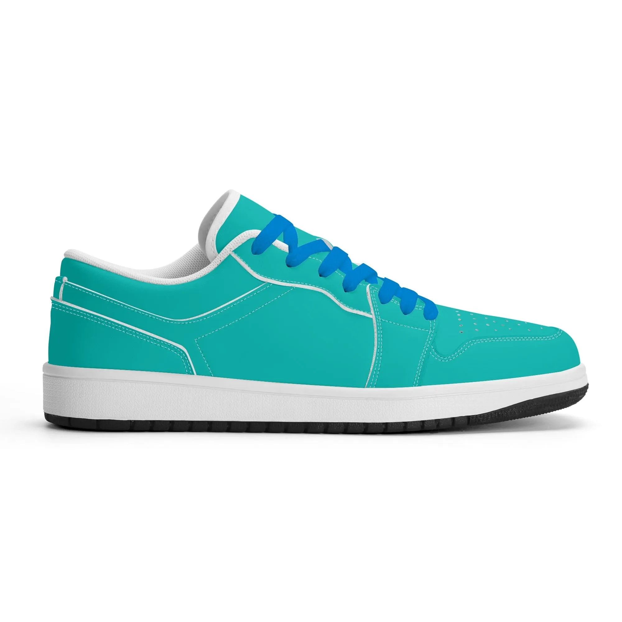 Türkise Low Top Leder Sneaker für Damen