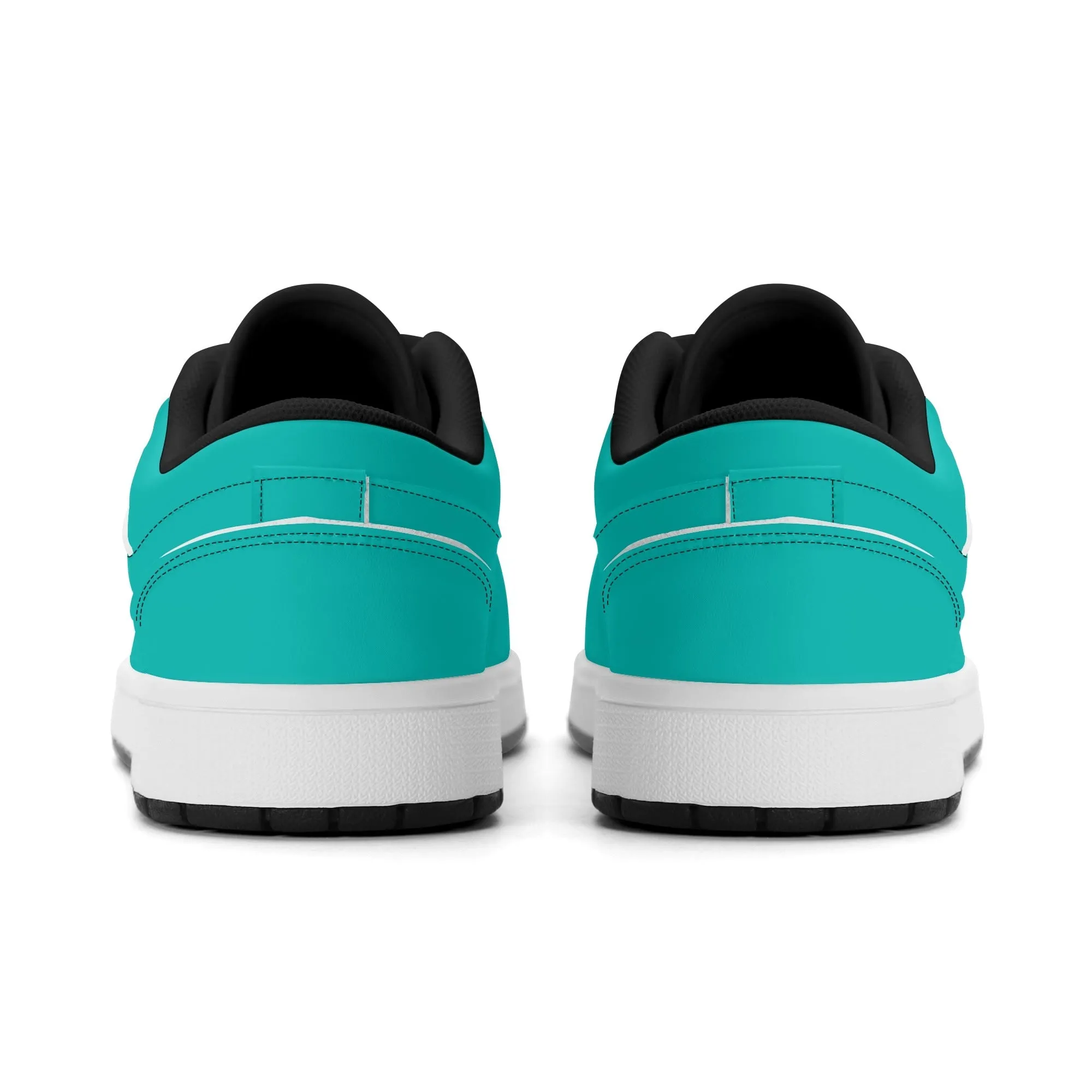 Türkise Low Top Leder Sneaker für Damen
