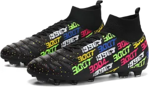 Unisex FG Cleats Training Athletic Non-Slip Long Studs High-Top Football Soccer Shoes for Youth