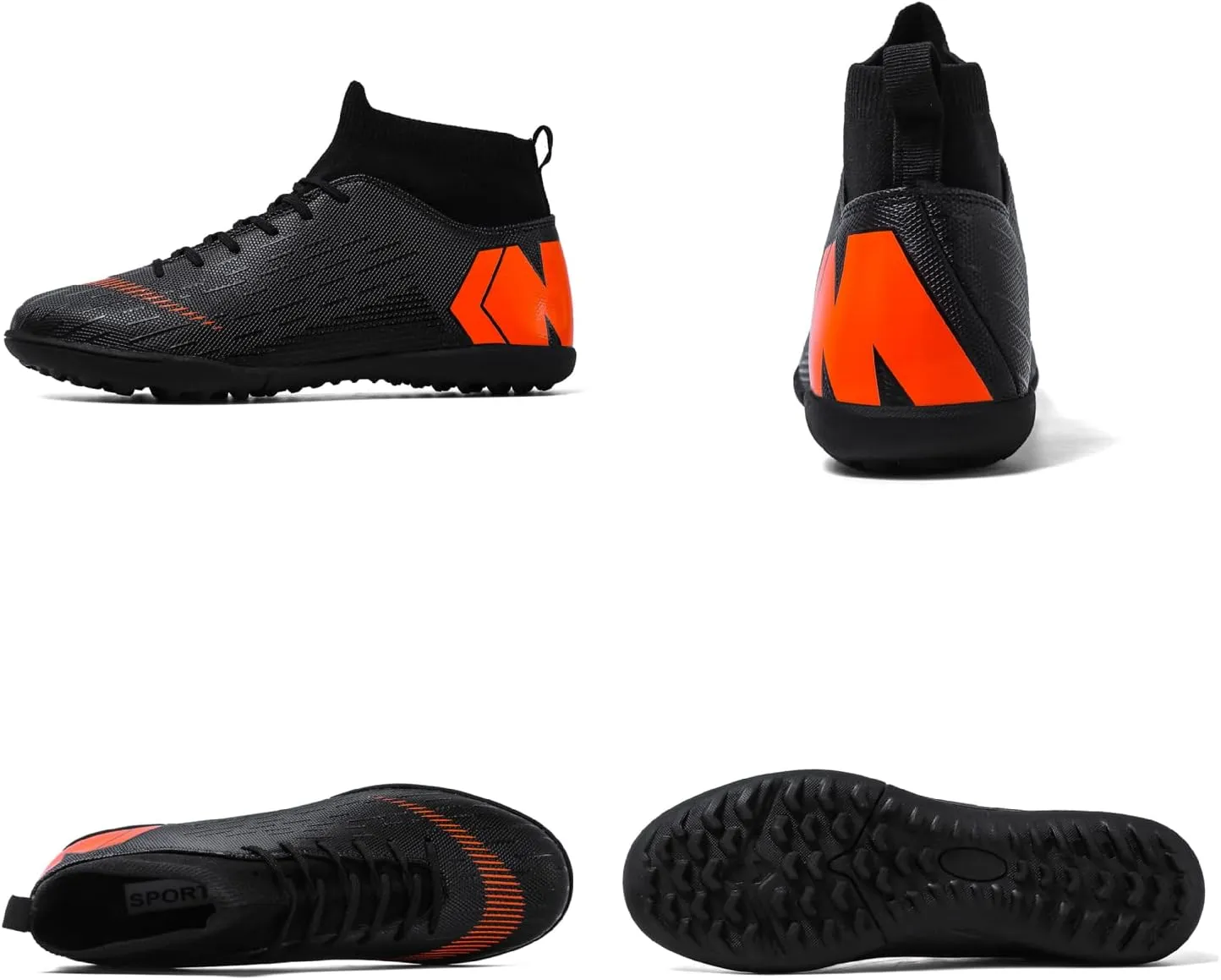 Unisex soccer sneakers are light, breathable, non-slip and shock-absorbing, and The youth high-top indoor lawn training hard bottom TF/AG.