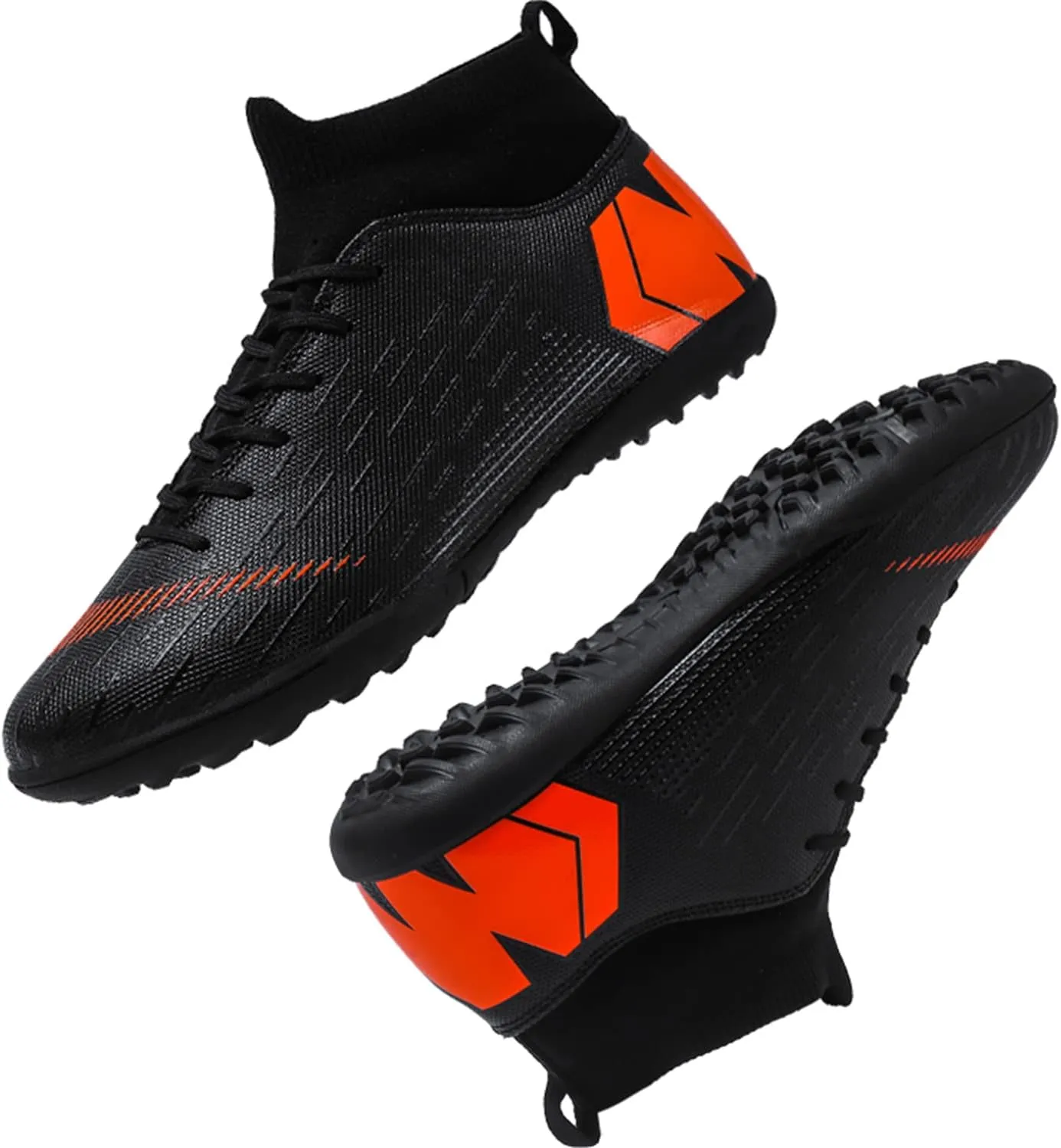 Unisex soccer sneakers are light, breathable, non-slip and shock-absorbing, and The youth high-top indoor lawn training hard bottom TF/AG.