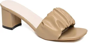 URLECHS Women's Open Toe Square Chunky High Heel Sandals,Lightweight Comfortable Slip On Mule Sandals Casual Fashion Dress Pumps