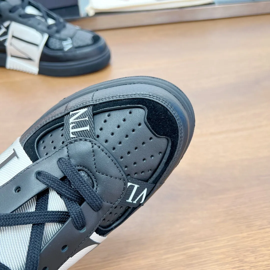 valenti low top vl7n black calfskin black white canvas