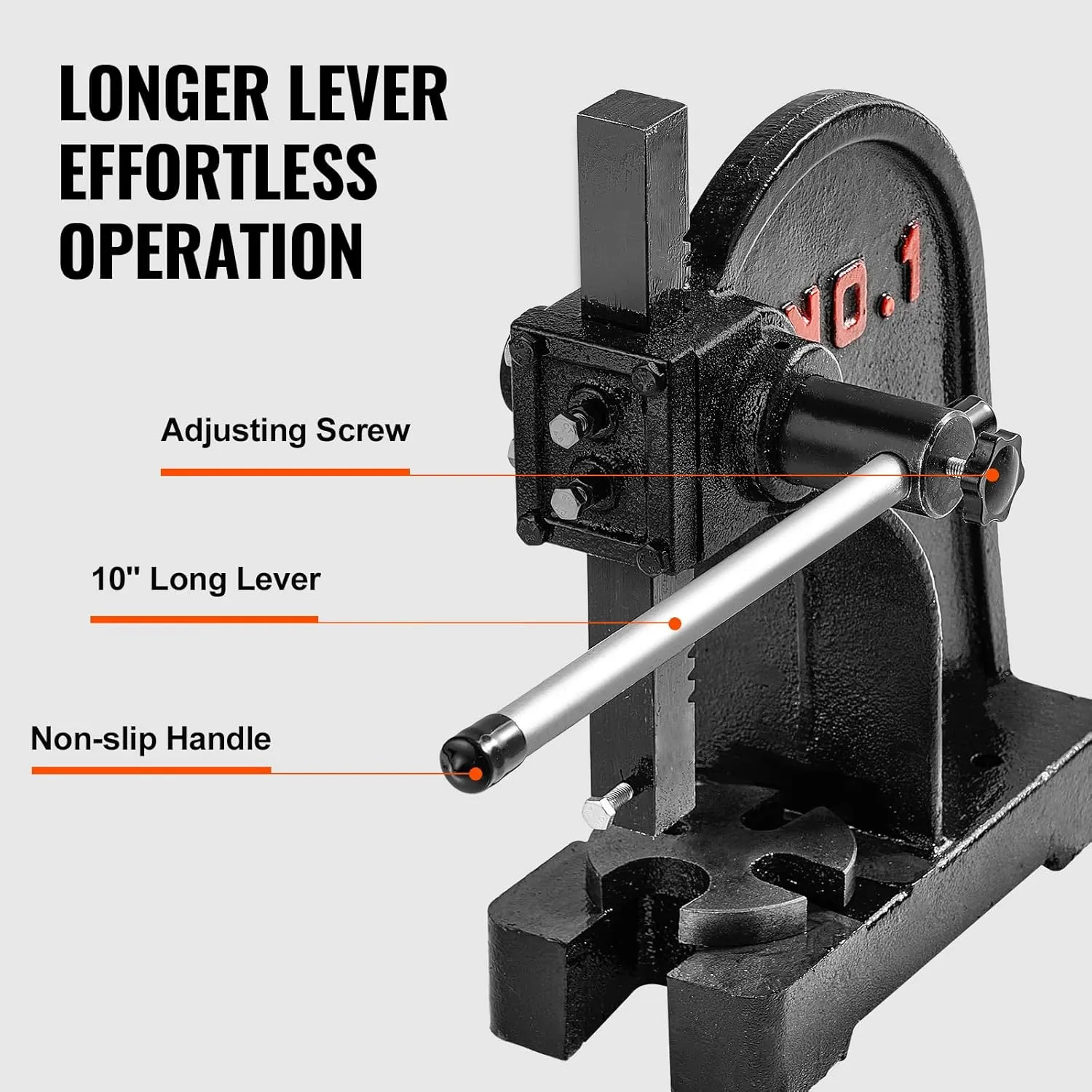 VEVOR Arbor Press, 1 Ton Manual Arbor Press, 5.9" Maximum Height, Cast Iron Heavy-duty Manual Desktop Arbor Press, Precision Hand Press for Stamping, Bending, Stretching, Forming