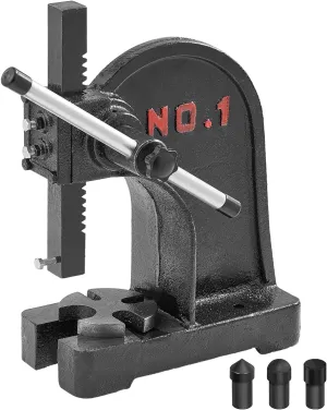 VEVOR Arbor Press, 1 Ton Manual Arbor Press, 5.9" Maximum Height, Cast Iron Heavy-duty Manual Desktop Arbor Press, Precision Hand Press for Stamping, Bending, Stretching, Forming