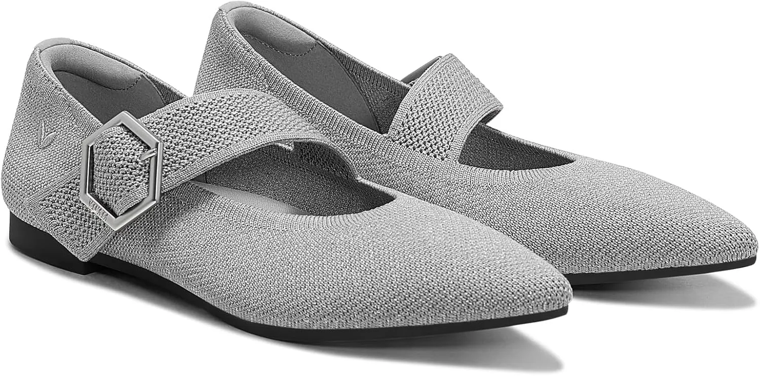 VIVAIA Maria Pointed-Toe Mary-Jane Flats Shoes for Women Washable Ballet Flats Comfortable Casual Shoes with AdaptAll Strap Dressy