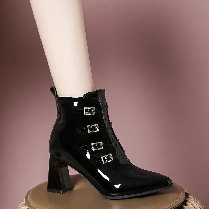 Warm-footed Cotton Female Pointed High Heel Boots