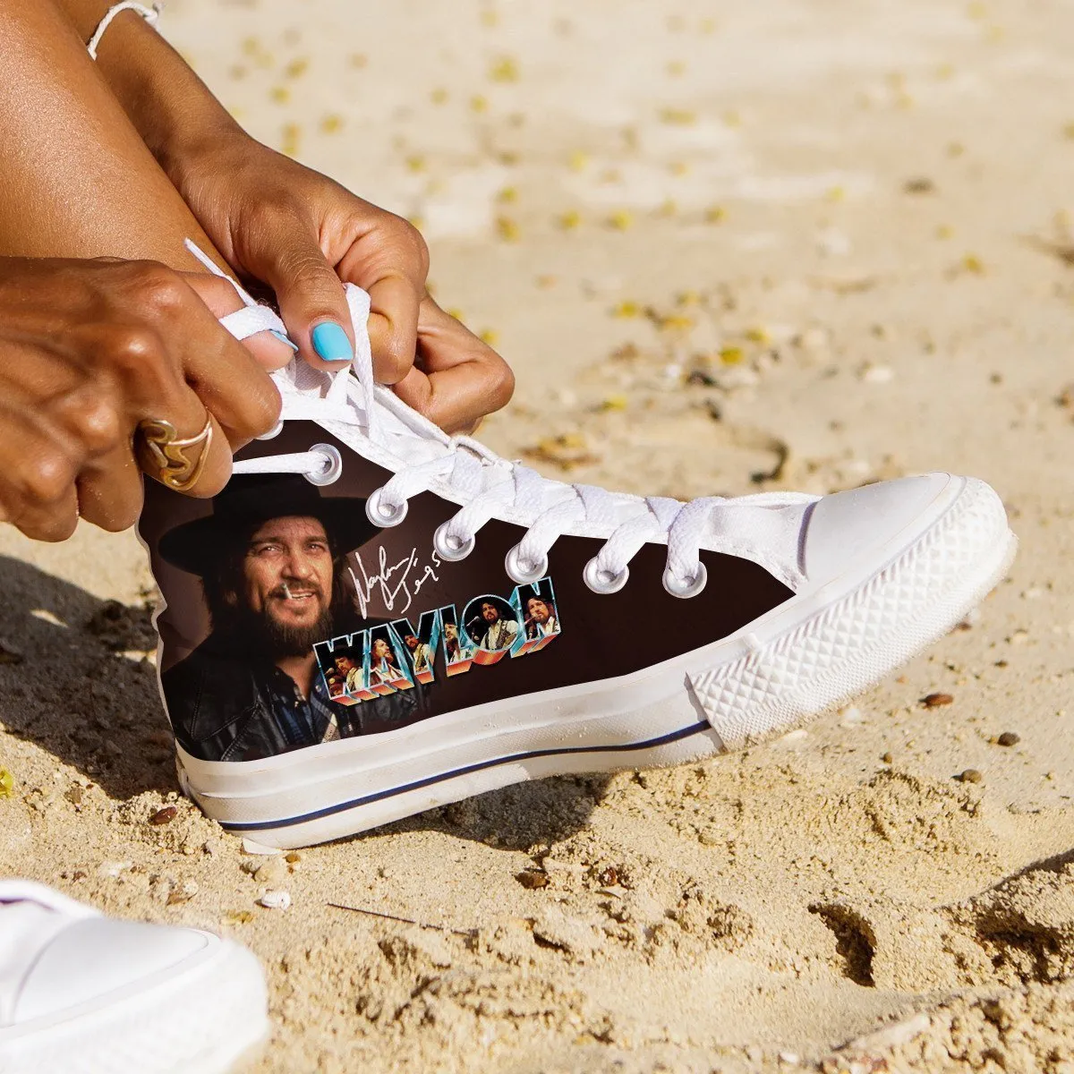 waylon jennings ladies high top sneakers