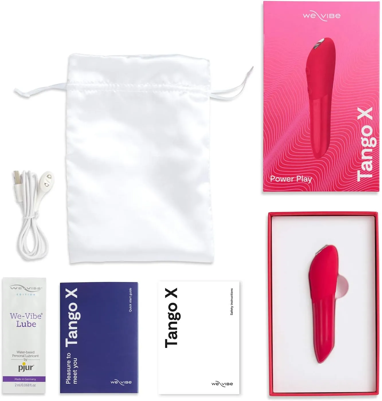 We-Vibe Tango X Bullet Vibrator Sex Toy | Adult Toys for Women & Couples | Vibrating Device for Her | Mini Clitoris Stimulator | 8 Intensity Levels | Gifts for Women | Waterproof | Red