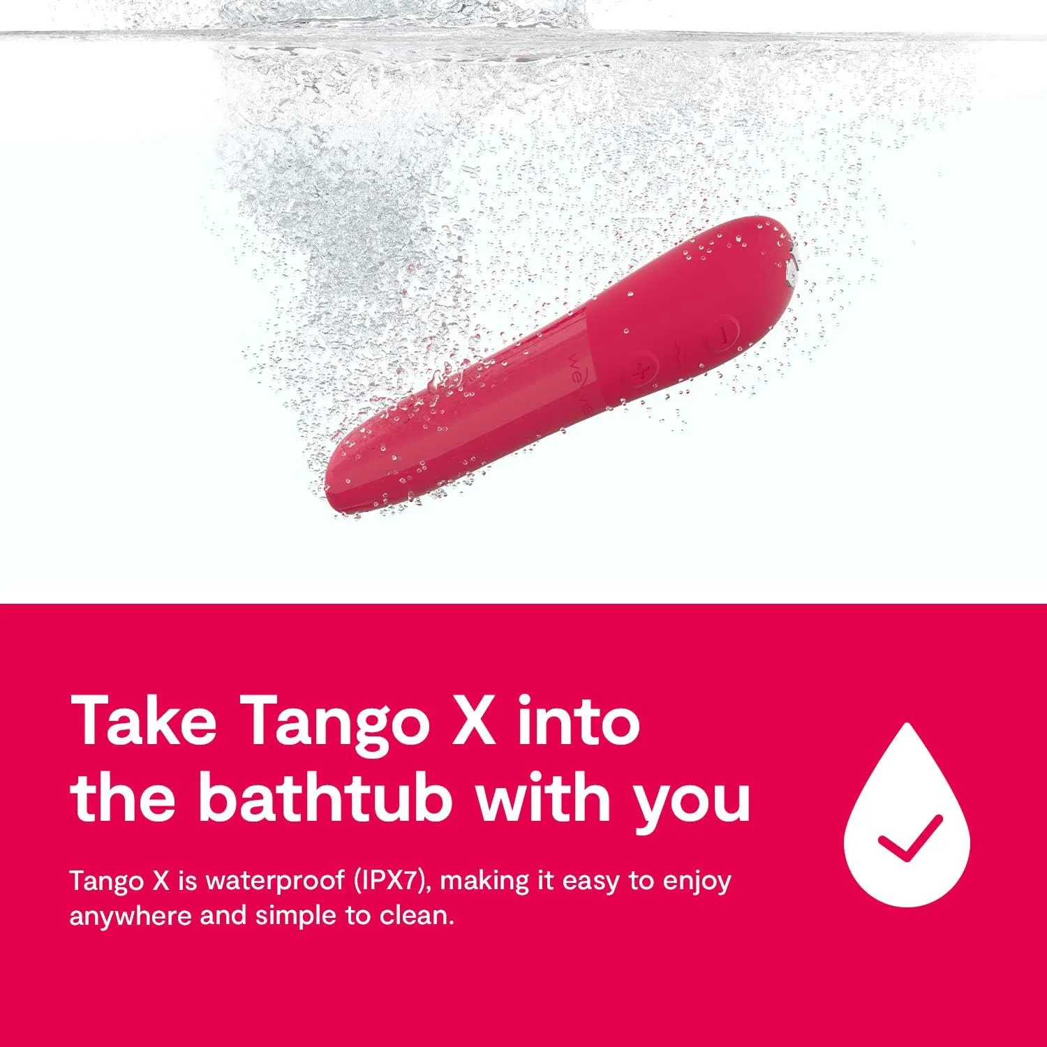 We-Vibe Tango X Bullet Vibrator Sex Toy | Adult Toys for Women & Couples | Vibrating Device for Her | Mini Clitoris Stimulator | 8 Intensity Levels | Gifts for Women | Waterproof | Red