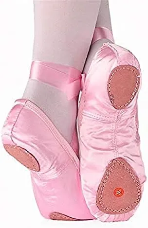 WENDYWU Girls Ballet Dance Shoes Purple Flat Slipper with Ribbon