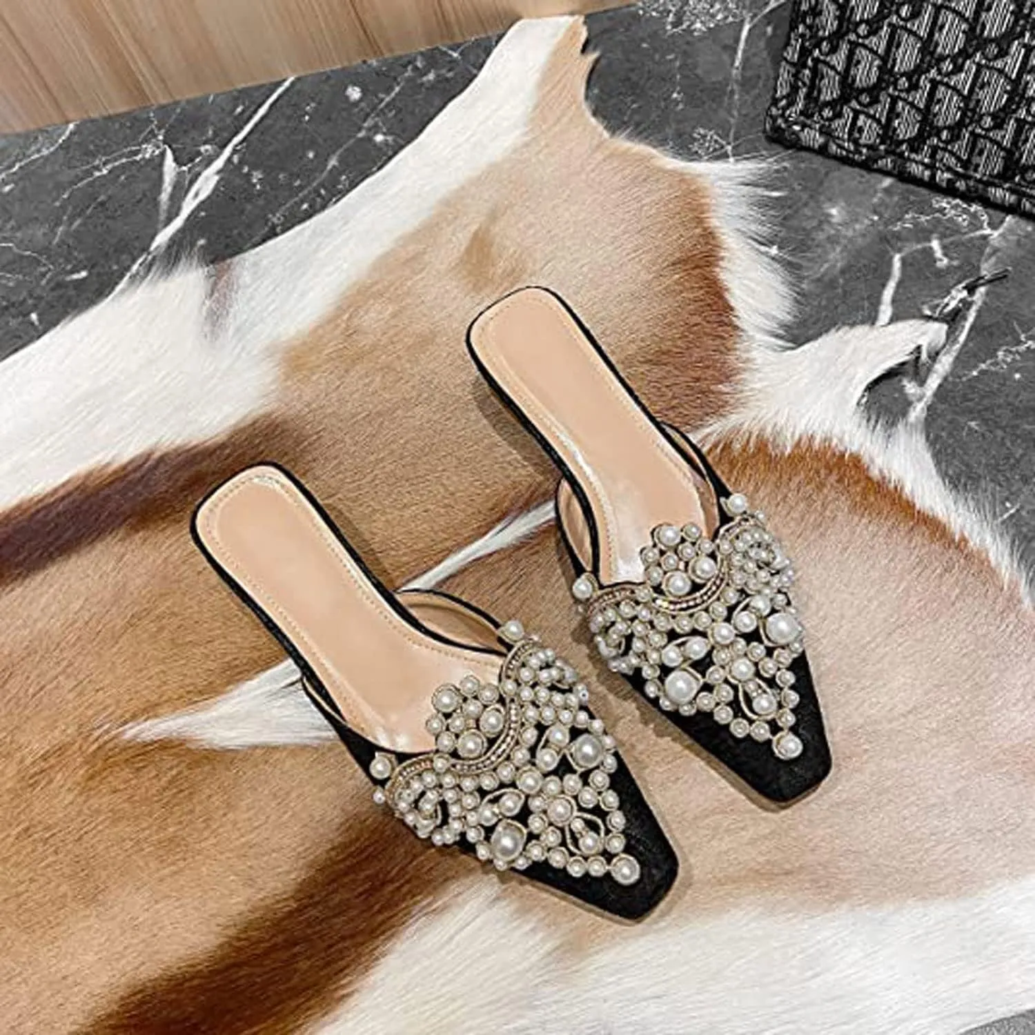 WENJIAZHIZHI Slides Womens Clogs Heeled Sandals Mules for Women Shoes Casual Slip On Chunky Heels Loafers Wedding Dress Pumps