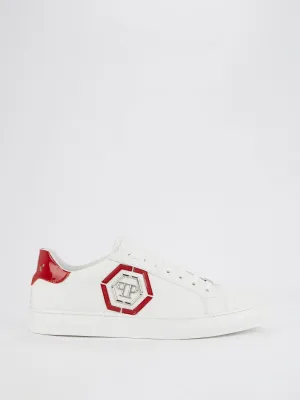 White Low Top Monogram Sneakers