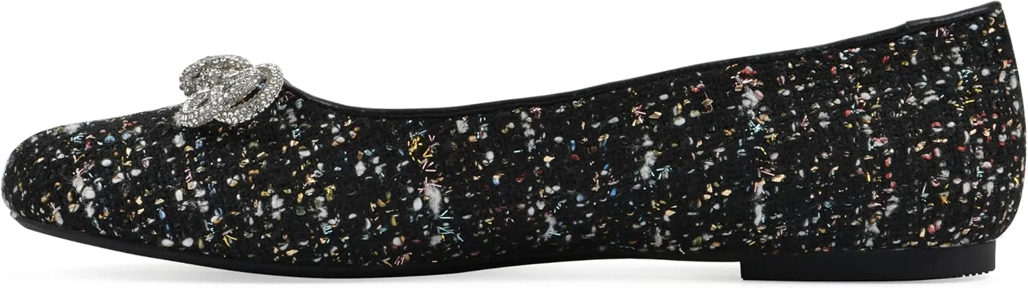 WHITE MOUNTAIN Women's Sashimi Rhinestone Double Bow Ballet Flat