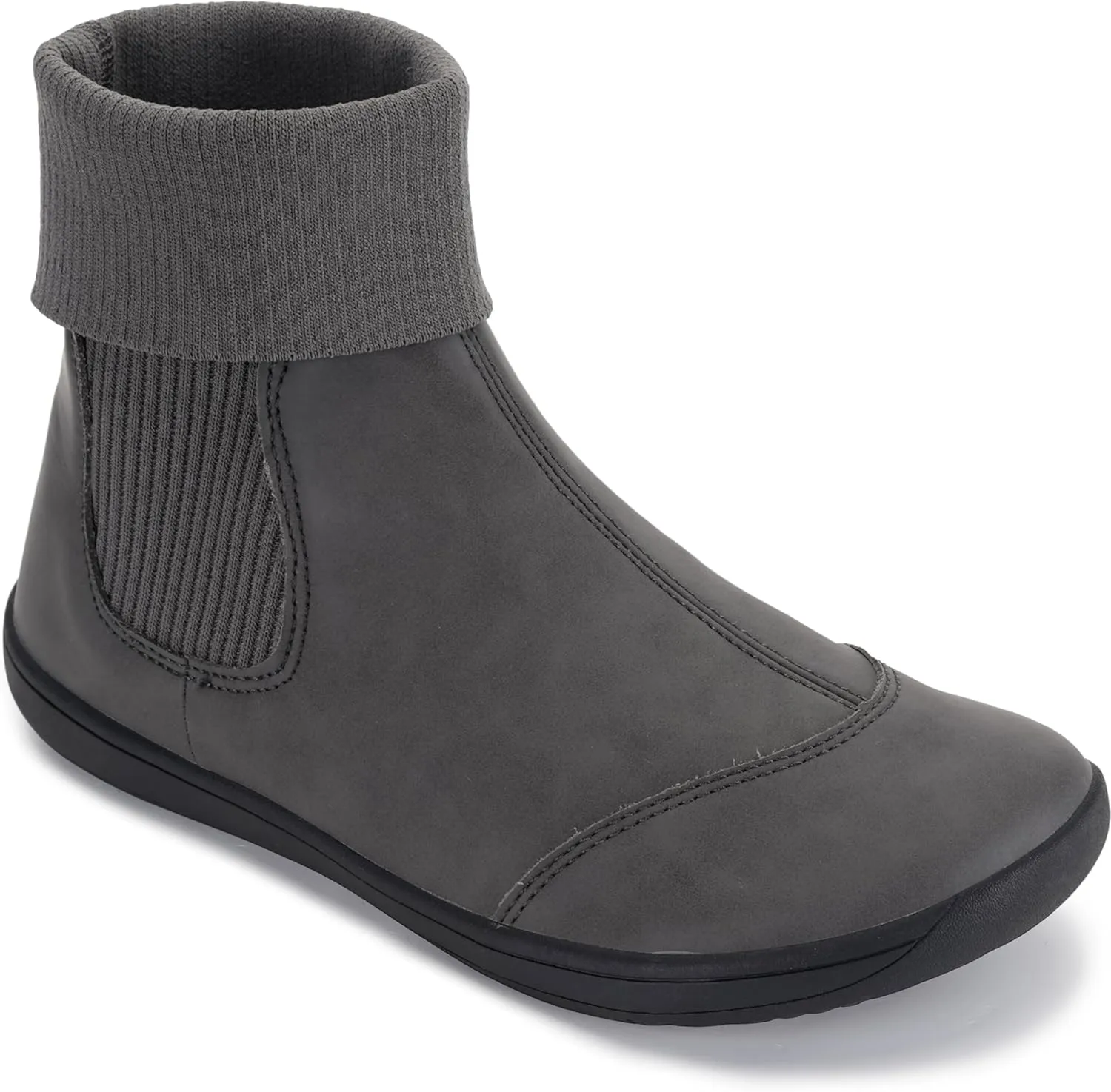 WHITIN Women's Wide Barefoot Ankle Boots | Minimalist Chelsea Styles | Zero Drop | Stacked Sock-like Cuffs