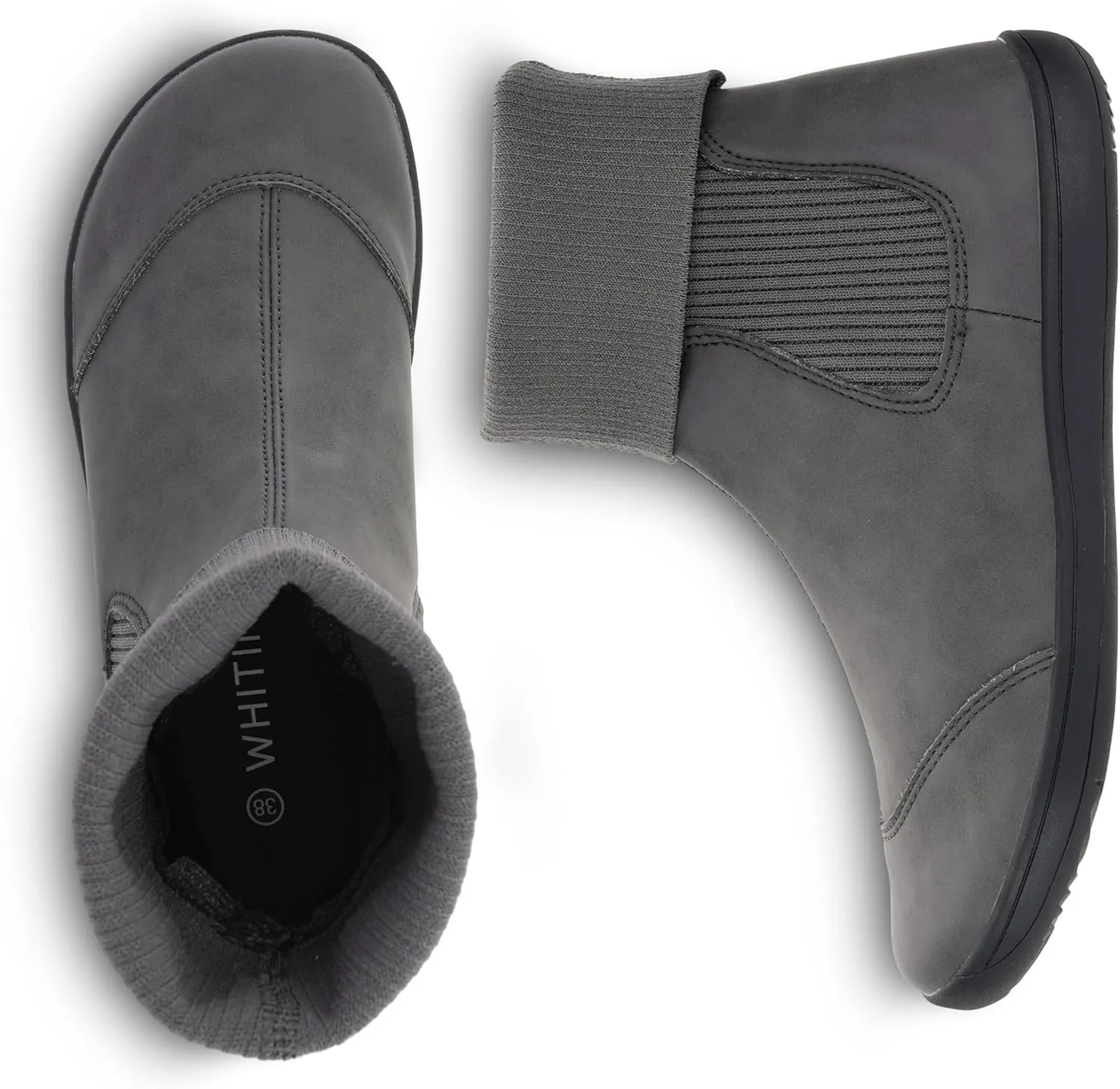 WHITIN Women's Wide Barefoot Ankle Boots | Minimalist Chelsea Styles | Zero Drop | Stacked Sock-like Cuffs
