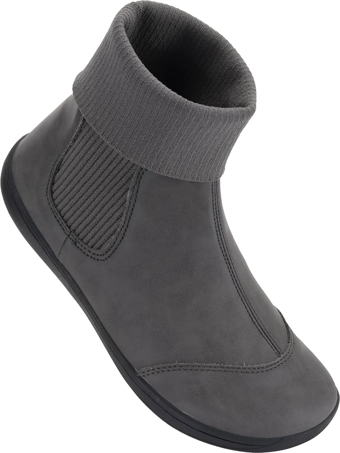 WHITIN Women's Wide Barefoot Ankle Boots | Minimalist Chelsea Styles | Zero Drop | Stacked Sock-like Cuffs