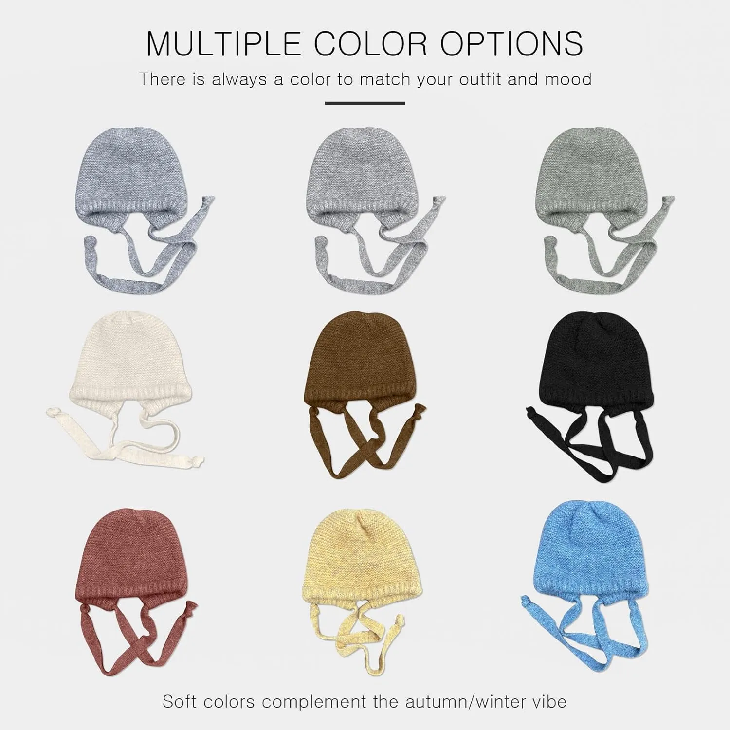 Winter Wool Knitted Hat Adjustable Drawstring Dual Purpose Earflap Hat and Knitted Bag Slouch Beanie Baggy Skull Cap