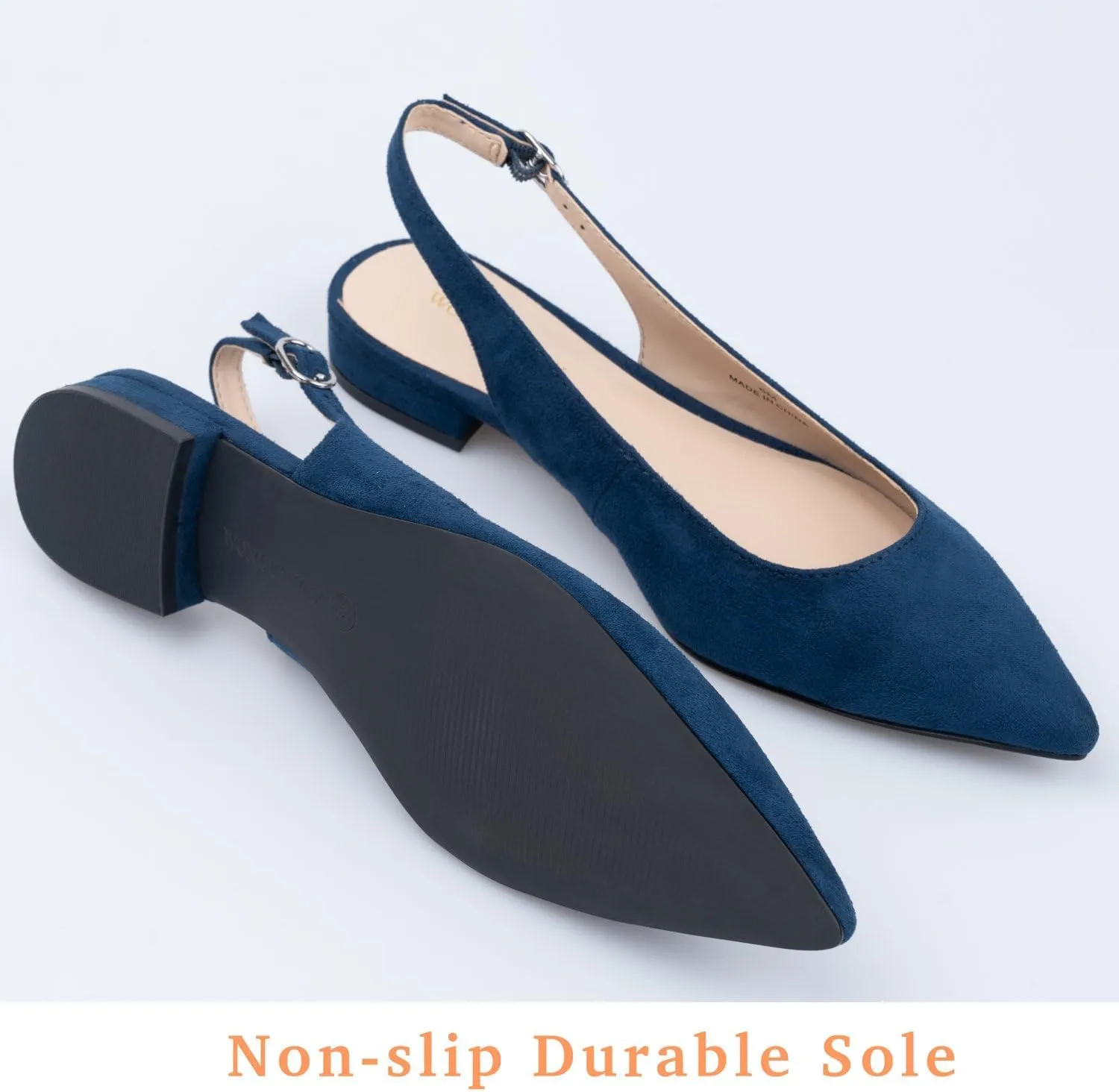 Women Slingback Flat Pointed Toe Shoes for Dressy,Casual,Work,Wedding