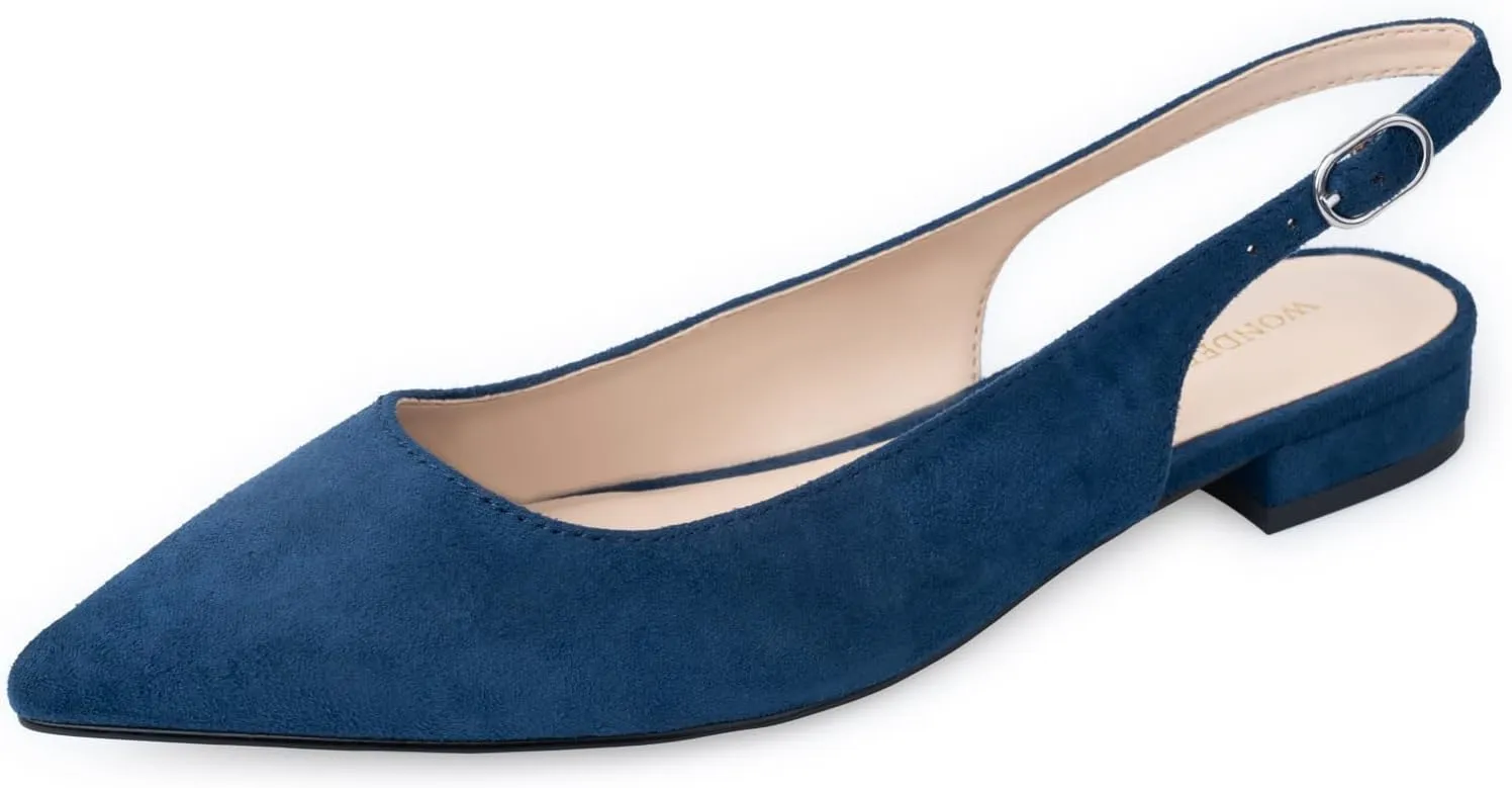 Women Slingback Flat Pointed Toe Shoes for Dressy,Casual,Work,Wedding