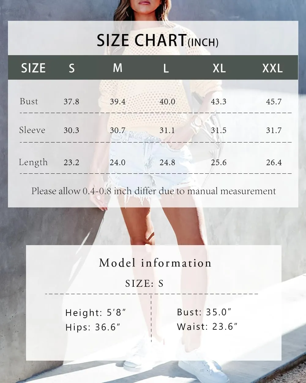 Women's Crochet Crewneck Lightweight Hollow Out Long Sleeve Sexy Knit Sweater