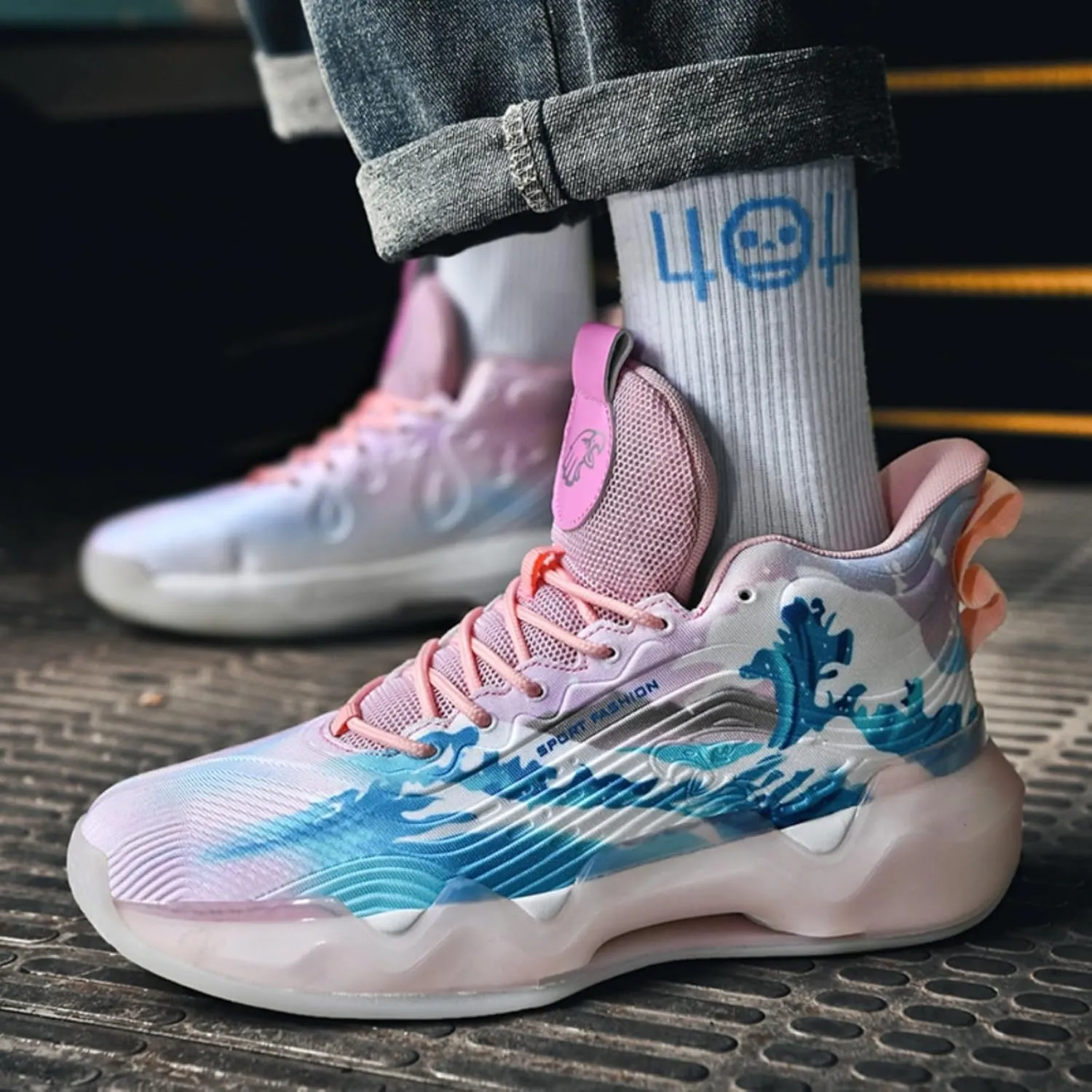 Womens Fashion Colorful Painting High Top Basketball Shoes Casual Lace Up Running Sneakers Tennis Outdoor Sport Shoes