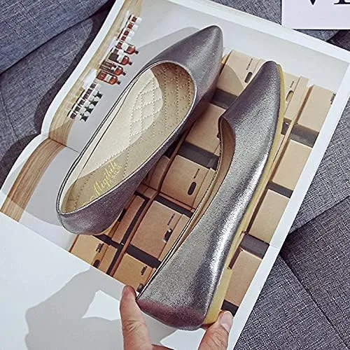 Women's Fashion Pointed Toe Ballets Flat Shoes Casual Simple Slip on Walking Driving Shoes