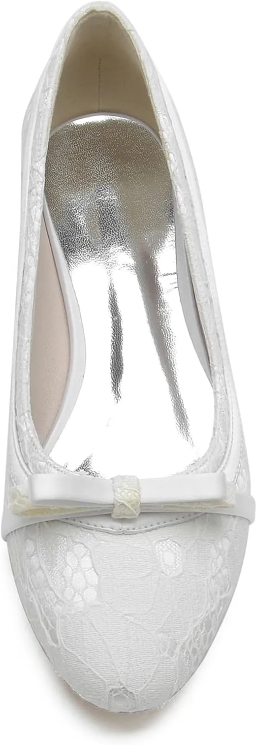 Women's Flats Slip On Floral Ballet Flat Comfortable Lace Flats Closed Prom Evening Bridal Party Dress Shoes